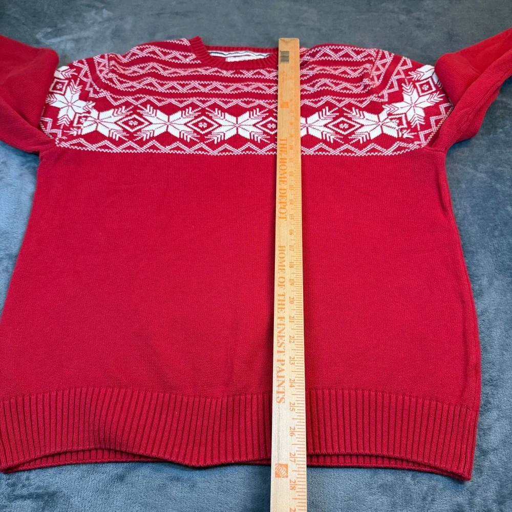 Weatherproof Vintage Sweater Mens Extra Large Red Fair Isle Snowflake‎ Cotton